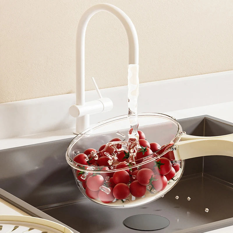Fruit Drain Basket With Lid Vegetable Washing Bowl Foldable